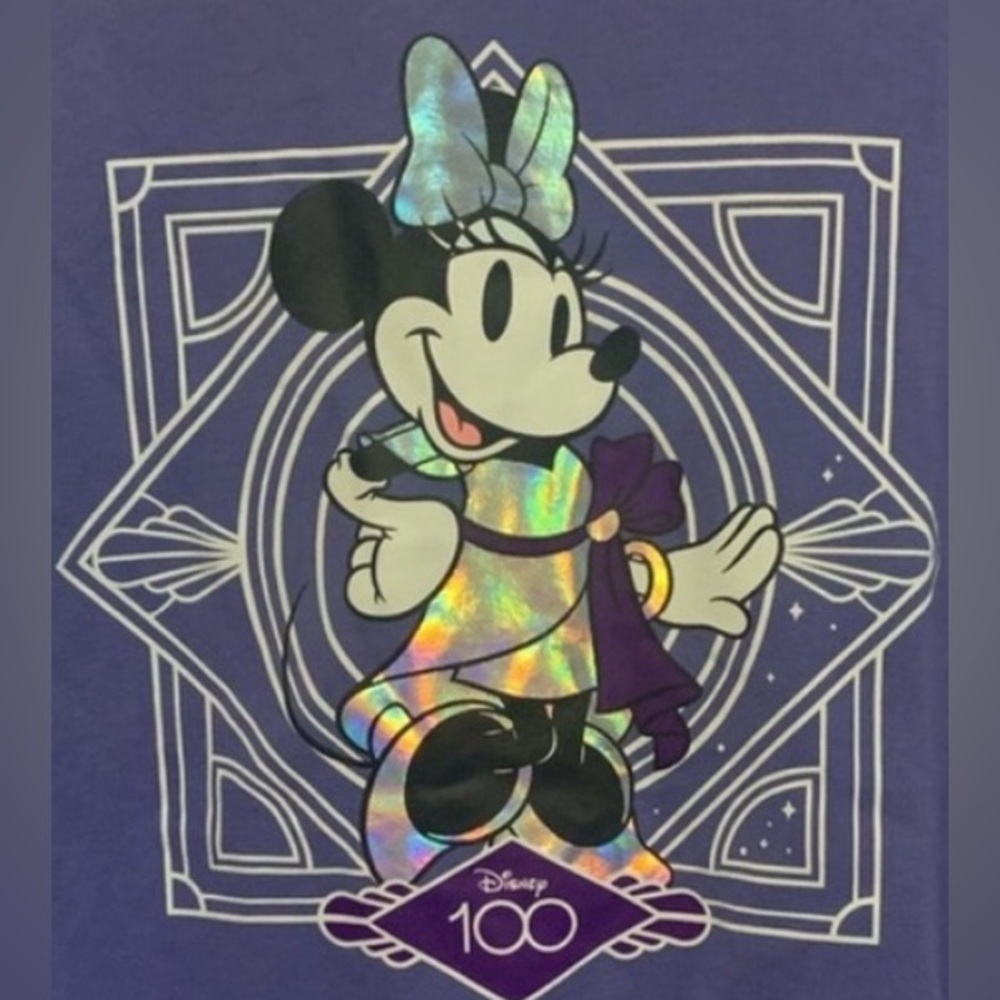 Walt Disney Company 100 Year Celebration T-shirt with Holograph Minnie Mouse 1X - Picture 3 of 7